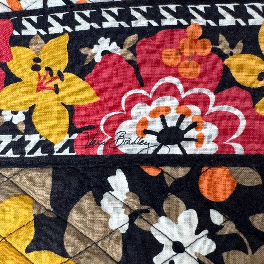 Vera Bradley Floral Nightingale Quilted Backpack Tote Red Orange Yellow Floral